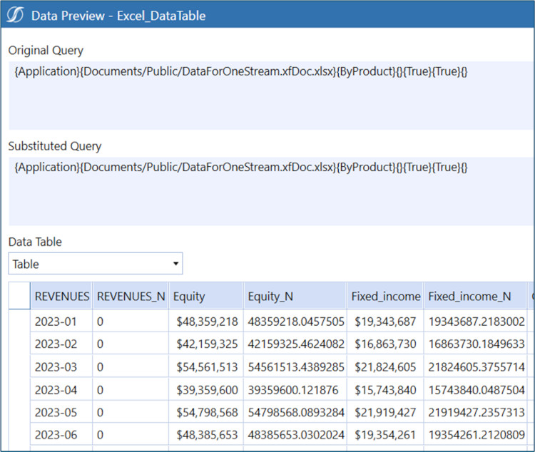 OneStream Data Preview Table